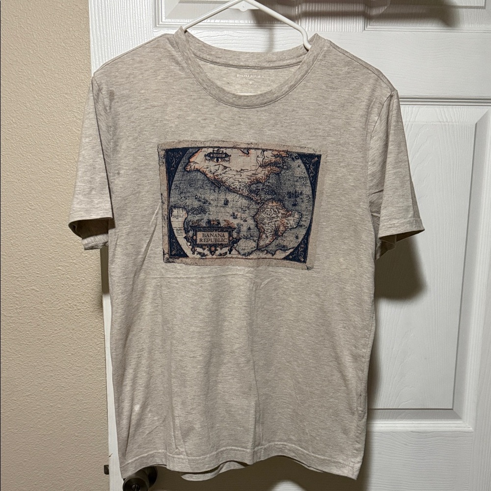 Banana Republic Beige Map Graphic Tee